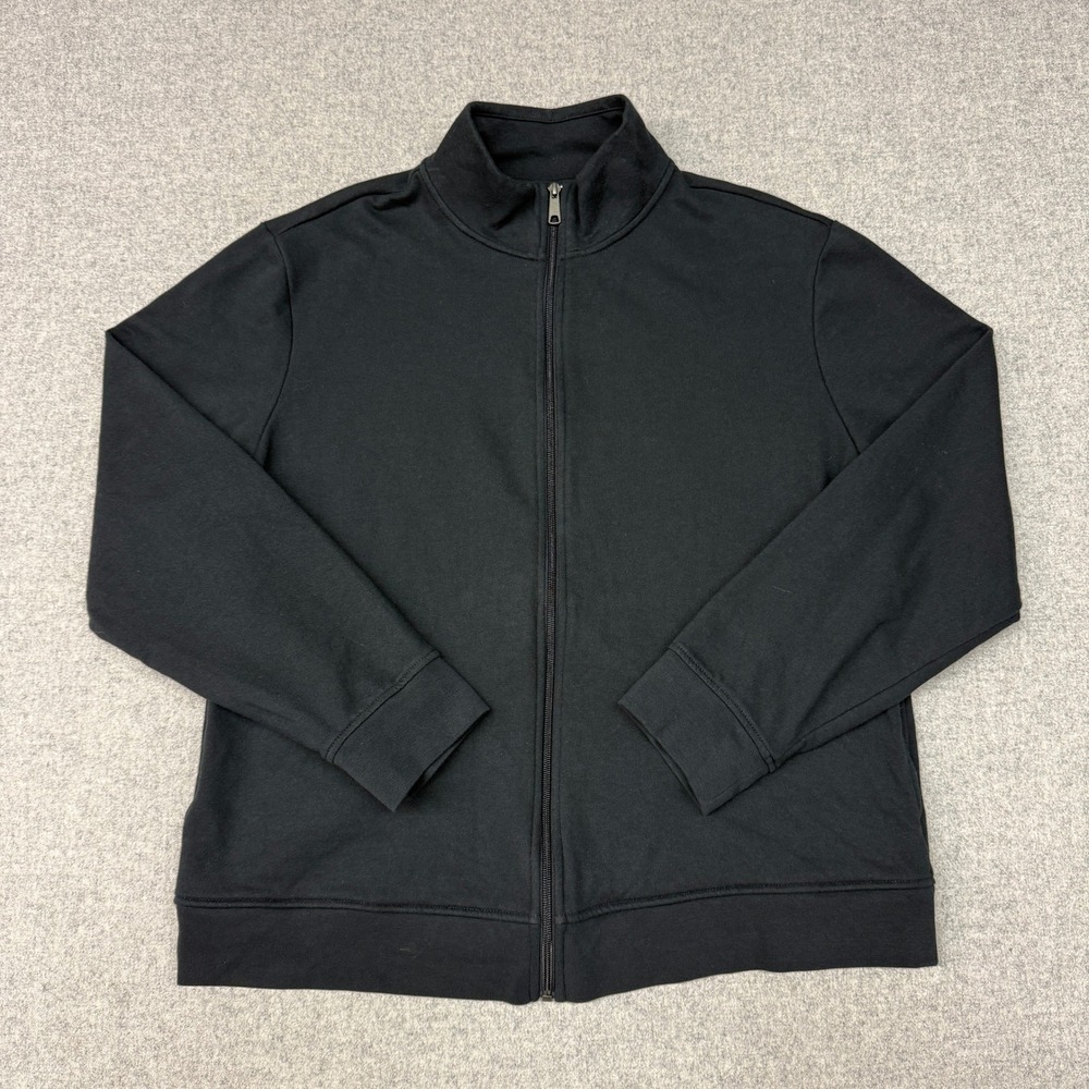 Unbranded Full Zip Sweatshirt XL Black Cotton Blend Mock Neck Fleece Jacket 2760